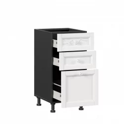 Тумба кухонная 400 с 3 ящиками ЛЮКС (4) Джулия ЛД 284.880.000.078 Черный Белый