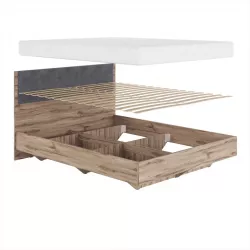 Кровать 1,8 с мягким элементом Николь Мод. 1.5 Дуб Альпийский/Серый