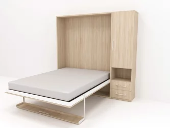 Кровать-трансформер Смарт 1 правый со шкафом 1600 Дуб молочный
