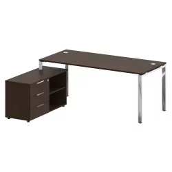 Стол рабочий руководителя с опорной тумбой левый METAL SYSTEM DIRECT БГ.СРТ-5.8 Л Венге Цаво