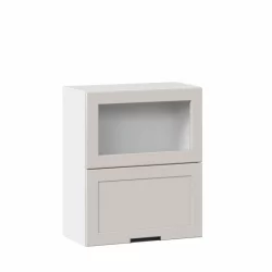 Шкаф кухонный 600 горизонтальный с 2 складными дверями комбинированный со стеклом Джамис ЛД 296.970.000.125 Белый Кашмир