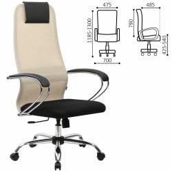 Кресло руководителя BRABIX PREMIUM Ultimate EX-800 хром Черное/бежевое