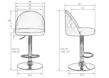 Стул барный DOBRIN MILANA (серый велюр (MJ9-75)) 2 шт