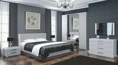 Шкаф трехстворчатый Вива ШР-3 с зеркалом Фарго Мокко глянец (с накладками сбоку)