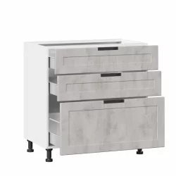 Тумба кухонная 800 с 3 ящиками (4) Джамис ЛД 296.160.000.011 Белый Белый камень