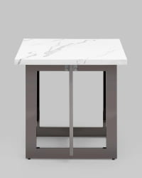 Журнальный столик Нэйтан 61*61 белый мрамор сталь Темный хром