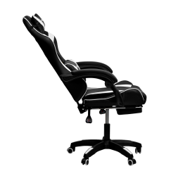 Кресло 088 цвет черный/белый с массажем 088-black-white-mass