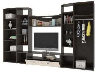 Классическая стенка в гостиную Гамма без зеркал Венге Дуб