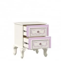 Кровать двуспальная 1600 с тумбами с подъемным механизмом с мягким изголовьем Маркиза 08 Алебастр Сиреневый