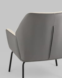 Кресло Харви Бежевый с серой экокожей