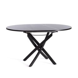 Раздвижной стол MANZANA ЛДСП/HPL/металл, 100 х 100+30 х 75 см, Мрамор черный/черный