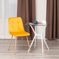 Стул CHILLY (mod. 7094-1) вельвет/металл, 44,5х52,5х86 см, yellow (желтый) HLR41 / натуральный