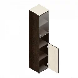 Шкаф для документов узкий с прозрачными стеклами Р.П-4СБ дуб молочный