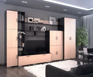 Классическая стенка в гостиную Атлантида 5 Венге Дуб молочный