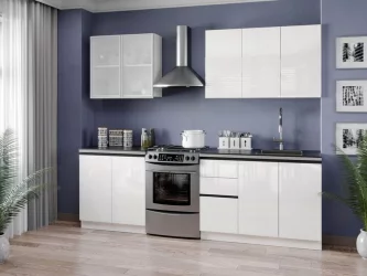 Кухня 2600 Шервуд №7 Белый Белый глянец Черный