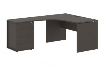 Стол эргономичный с тумбой левый ЕДИС ЕДCЕТ 1518 Л Мокко Черный / EDIS EDCET L