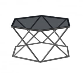 Журнальный столик Круз 93*80 стекло smoke сталь Темный хром