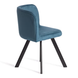 Комплект (стол, 4 стула) QUADRON (mod. PT14) Стол: МДФ/металл, стул: металл/велюр, 100х100х73 см, 69х56х71 см, Blue (синий) HLR62/черный