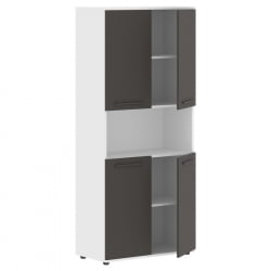 Шкаф с двумя комплектами глухих малых дверей ЕДИС ЕХCС 85.4 Мокко Мокко Белый / EDIS EHCS