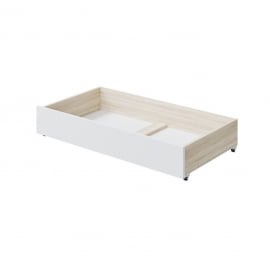 Кровать Лори 1400*2000 мм, с ортопедическим основанием и ящиками, дуб сонома светлый/белый
