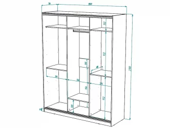 Белый шкаф-купе с зеркалом Виктория 1800х584х2300, Белый 18ДЗЗЗДЗЗЗ-ППШШ-Б 310-694