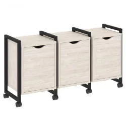 Тумба на колесных опорах наборная. Вариант №5 LOFT VR.L-TN-5.K Металл черный Денвер светлый