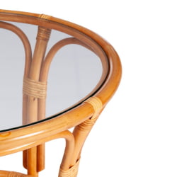 Комплект PELANGI 02/15 ( стол со стеклом + 4 кресла ) [с подушками] ротанг, кресло 65х65х77см, стол диаметр 64х61см, Honey (мед)