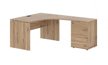 Стол эргономичный с тумбой правый EDIS EDCET 1318 R Дуб Денвер светлый Черный