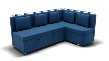 Кухонный диван Париж-1 угол левый/правый (ЗР) Цвет фасада: Синий; Тип: Левый/правый; Материал фасада: Металл/Велюр