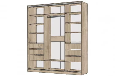Шкаф-купе 3-х дверный Виктория 2000х584х2300, Дуб сонома светлый 20ДЛЛЛДЛЛЛДЛЛЛ-ЯЯПП-Дсс 310-3378