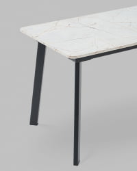 Стол Бату нев 120-160/80/76 азул оникс подстолье металл черный / Batu new