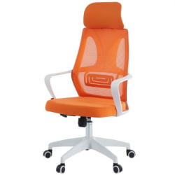 Кресло руководителя CХАИРМАН CХ636 ткань/сетка оранжевый, белый пластик (М) / CHAIRMAN CH636 (M)