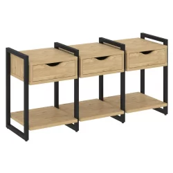 Тумба на регулируемых опорах наборная. Вариант №4 LOFT VR.L-TN-4.O Металл черный Тиквуд светлый