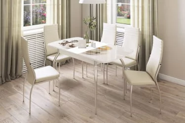 Стол обеденный раздвижной Танго Белый-Геометрия