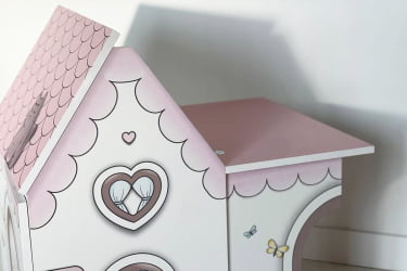 Детский стол Домик MK-0017 Белое дерево/розовый