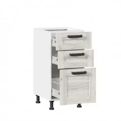 Тумба кухонная 400 с 3 ящиками ЛЮКС (4) Тип 1 Винченца ЛД 234.880.000.020 Белый Дуб Крафт белый