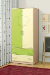 Шкаф 2-дверный Юниор-12.1 МДФ матовый Дуб молочный/Синий/Ваниль