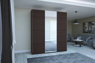 Шкаф-купе трехдверный Прайм 2100 ДСП/Зеркало/ДСП Венге