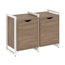 Тумба на регулируемых опорах наборная. Вариант №2 LOFT VR.L-TN-2.O Металл белый Дуб Аризона