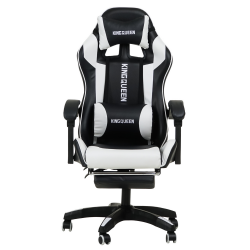 Кресло 1206 KINGQUEEN цвет черный/белый с массажем 1206-black-white-mass