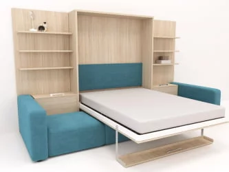 Диван кровать трансформер Смарт 1 П+КД+П+Пуф 1600 Белая шагрень