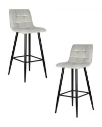 Стул барный DOBRIN NICOLE (черные матовые ножки, светло-серый велюр (108-52)) 2 шт