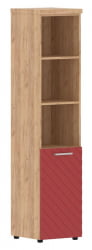 Шкаф колонка с глухой малой дверью и топом (левый) Torr LUX TLHC 42.5 L Дуб Бофорд Красный