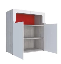 Тумбочка для детской Палермо Юниор 06 Белый глянец Ясень шимо светлый Красный