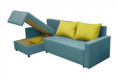 Угловой диван Sherry (3 категория) с механизмом подъема оттоманки Балтик Азуре Эппл