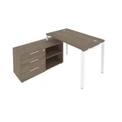 Рабочая станция на П-образном м/к с опорной тумбой левая Metal System Б.РС-СТС-2.2 Л Вяз/Белый