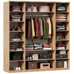 Шкаф четырехстворчатый с двумя зеркалами Фиджи 008 Дуб Золотой Белый