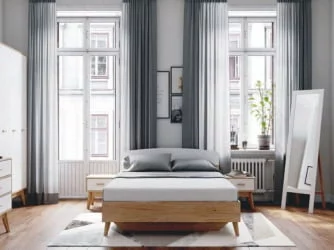 Кровать Калгари 140 см Дуб натуральный светлый-белый матовый