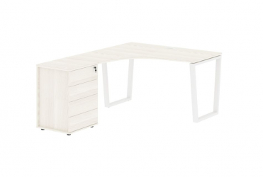 Стол эргономичный с тумбой левый EDIS EVCET 1318 L Ясень Траун Белый