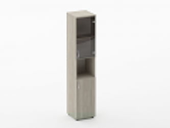 Шкаф высокий со стеклом и нишей Glassy 6.19.14Пр Дуб сантана светлый